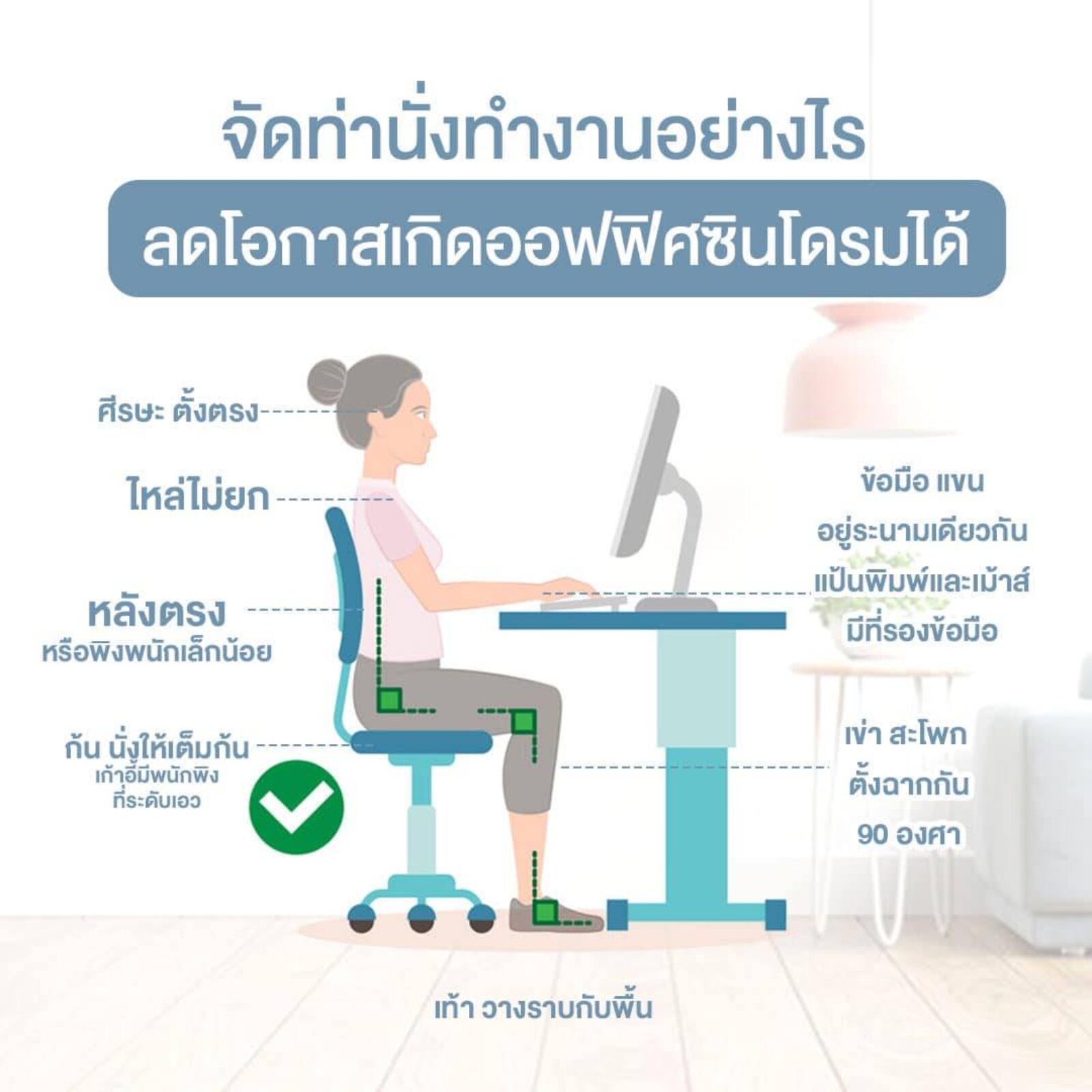 จัดท่านั่งอย่างไร? ลดโอกาสเกิดออฟฟิศซินโดรม